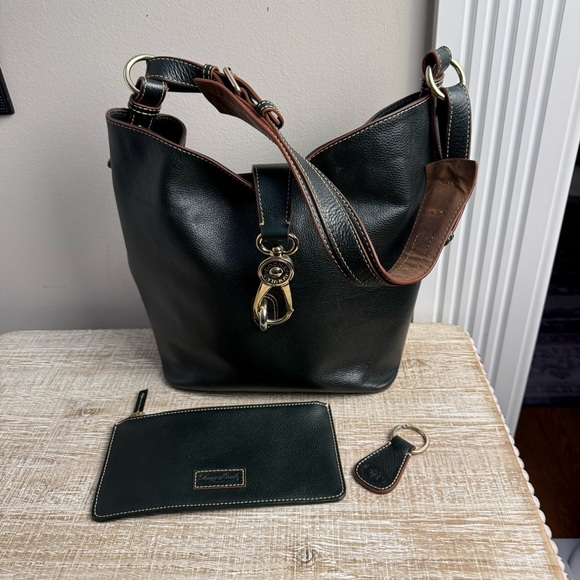 Dooney & Bourke Handbags - Dooney & Bourke Green and Brown Leather Shoulder Bag with Hobo Style, & Acc. UGC